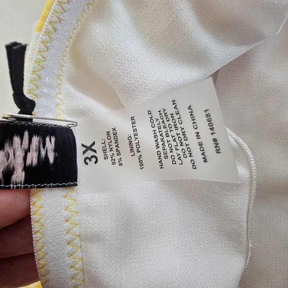 Unique Vintage Barbara One Piece Swimsuit 3X Yellow White Polka Dot Retro Pinup - Picture 8 of 14